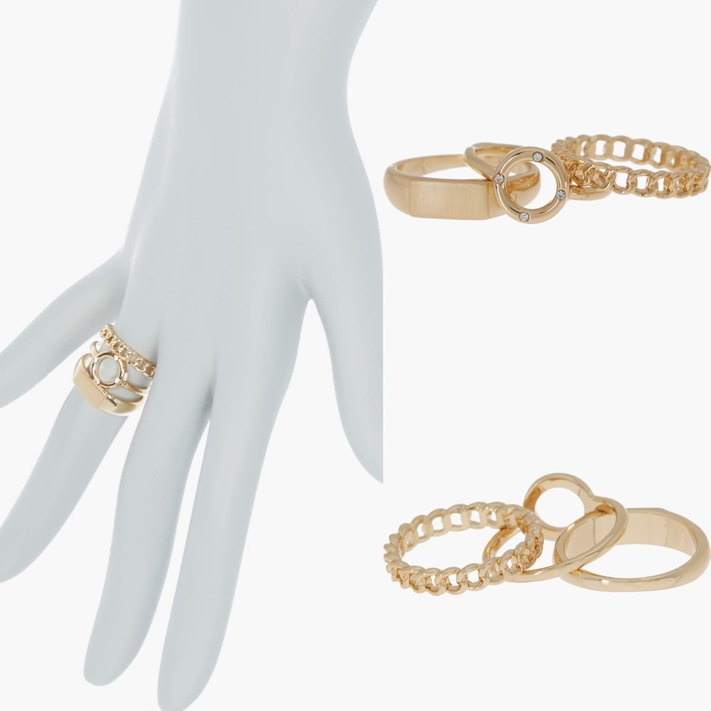 NWOT set of 3 Curb Link Chin Rings